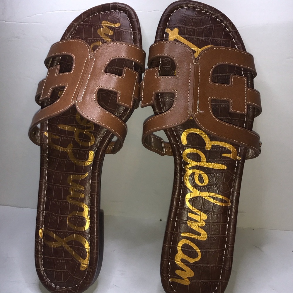 Sam Edelman Brown Leather Slide Sandals